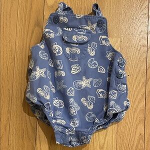 Janie and Jack Blue Baby Romper with White Sea Life Print